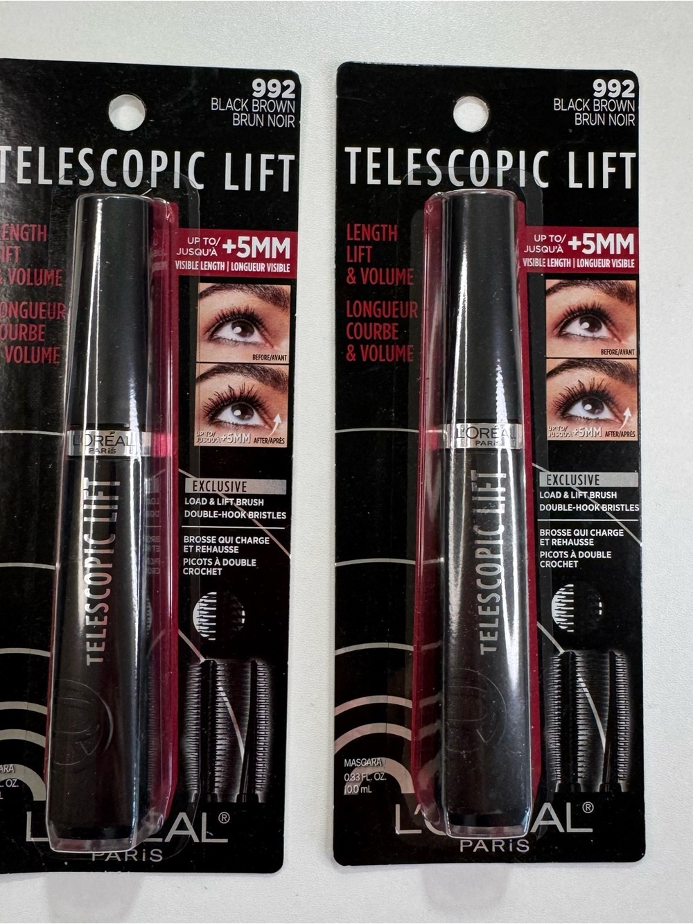 L'Oréal Telescopic Lift Mascara 992 Black Brown - Twin Pack